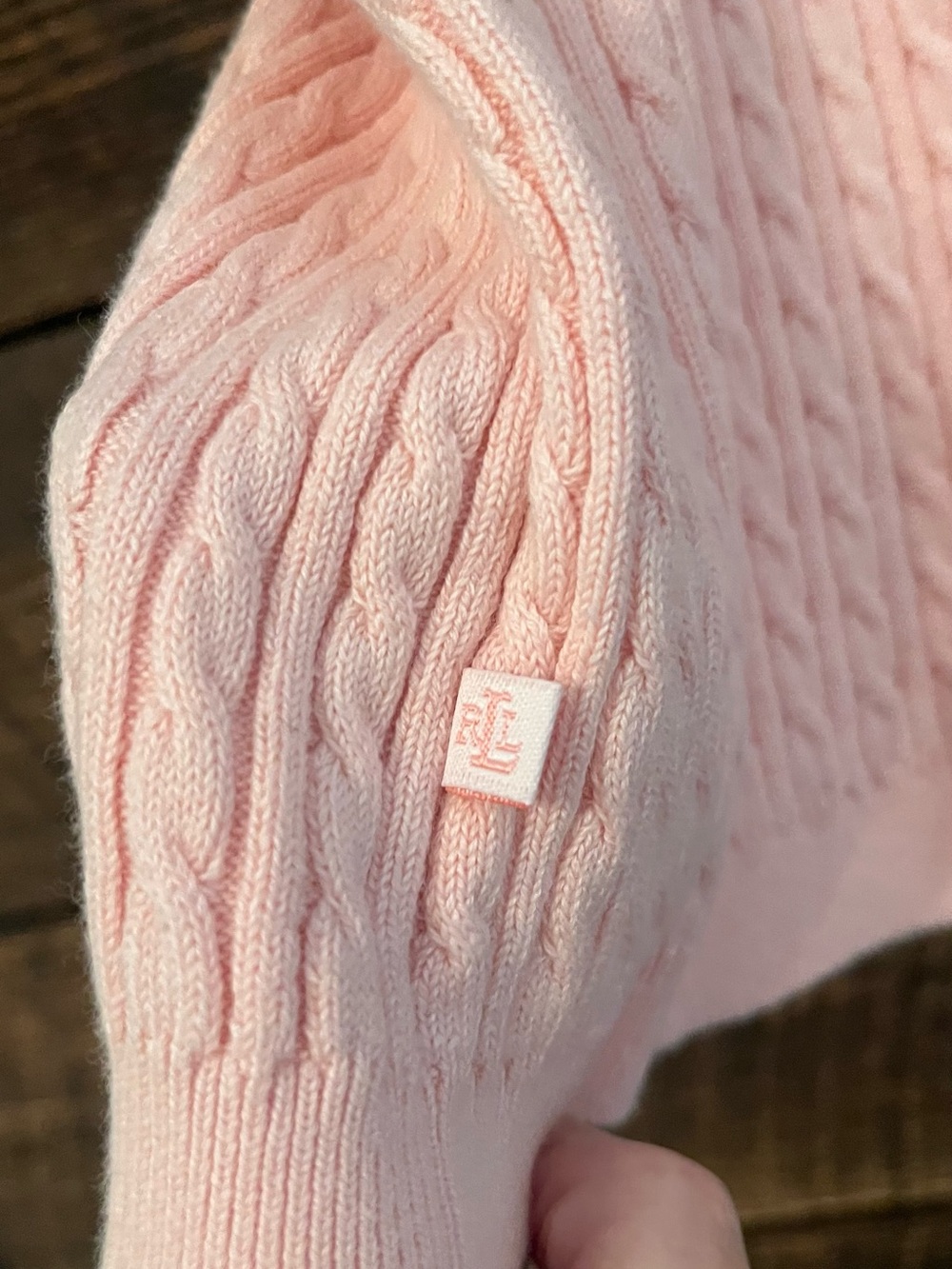 Lauren Ralph Lauren cotton blend cable knit sleeveless turtleneck, pink XL NWT - Picture 4 of 6
